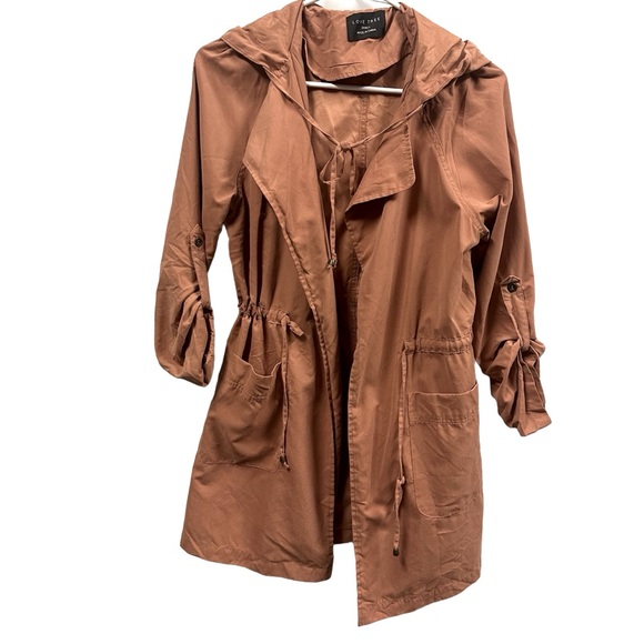 Love Tree Hooded Lightweight Roll Tab Sleeves Drawstring Waist Jacket Womens S - Picture 9 of 13